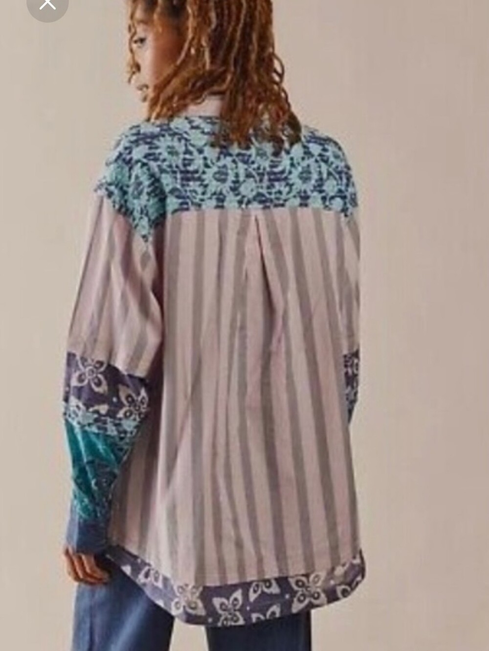 NWOT,"WILD DUNES KANTHA STRIPED DOWN 100%COTTON TOP" BY WE THE FREE - Picture 5 of 17